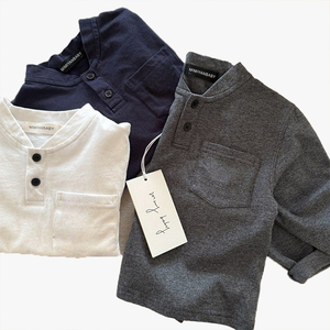 Polo décontracté à manches longues pour garçons, nouveau style, pour tout-petits et jeunes enfants, haut polyvalent, tendance, vêtement de base pour enfants - Product Image 2