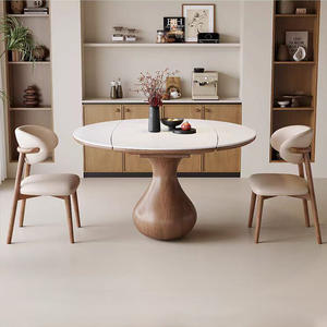 Mesa de comedor redonda de madera extensible y plegable para casas pequeñas y familias - Product Image 4