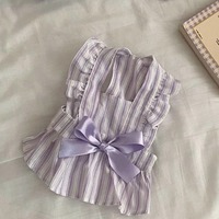 Robe de créateur en gros pour chien, jupe rayée avec nœud style princesse pour petits animaux, vêtements coréens pour animaux de compagnie, tendance 2026, vêtements pour chiots et chats