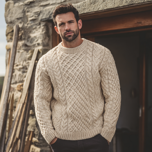 <span class=keywords><strong>Cardigan</strong></span> in Lana 100% a Maglia Intrecciata Traspirante Antirughe Antirestringimento Caldo Maglione Invernale con Logo Frontale - Product Image 3
