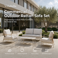 Ensemble de canapés d'extérieur modernes Villabella en rotin PE, mobilier de jardin avec structure en aluminium, ensemble de salon de qualité commerciale pour patio