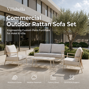 Conjunto de Sofás Modernos para Exteriores <span class=keywords><strong>Villabella</strong></span>, Muebles de Jardín de Mimbre PE, Estructura de Aluminio, Asientos para Patio, Conjunto de Salón de Grado Comercial - Product Image 1
