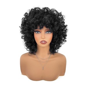 Perruque de style africain pour femmes avec dentelle frontale, petite raie bouclée, cheveux longs ondulés, <span class=keywords><strong>coiffure</strong></span> <span class=keywords><strong>afro</strong></span> tendance, bandeau synthétique - Product Image 3