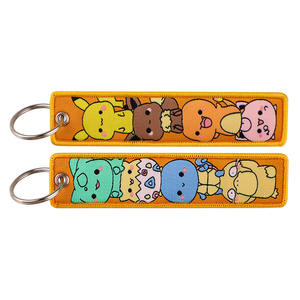 Vente en gros de porte-clés en tissu brodé classique de style japonais, avec motif de monstres Pokémon, porte-clés en tissu, porte-clés en tissu - Product Image 5