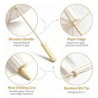Parapluie en papier blanc de bambou chinois, parapluies en bambou DIY, parasol en papier, parapluie de mariage