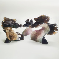 Vente en gros en vrac Agate naturelle sculptée à la main géode cristal artisanat sculpture de cerf pour Noël décoration de la maison artisanat