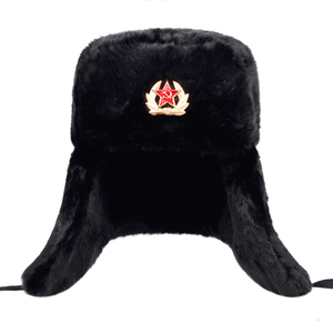 Cappello Invernale da Uomo in Pelliccia Caldo Antivento Stile Lei Feng con Paraorecchie in Finta Pelliccia Nero da Sci Trapper Anti-Freddo e Neve - Product Image 1