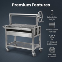 Barbecue argentin fiable 800x450mm avec système de levage à manivelle fluide et grille en acier inoxydable 304 facile à nettoyer pour jardin