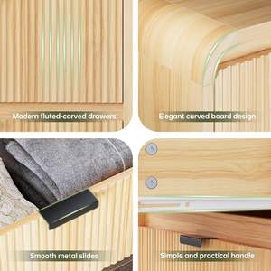 Cómoda de Dormitorio Empotrada de 54 Pulgadas de Ancho con Seis Cajones, Perillas Metálicas de Perfil Curvo, Diseño Moderno para Sala de Estar - Product Image 4