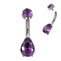 GZN Newest ASTM F136 Titanium Prong Set Pear Shape Natural Stone Summer Belly Button Navel Ring