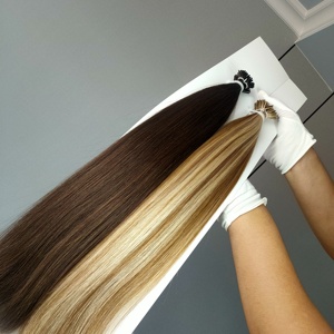 Keratin I Tip K Tip Cuticle Intact blonde Premium Russian hair extensions Double Drawn Wholesale I Tip 100% Human Hair Extension - Product Image 2