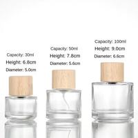 Bouteilles de parfum rondes en verre écologiques en gros 30/50/100ml avec pompe pulvérisatrice, diffuseur à bâtonnets et surface décalquée pour parfum et crème visage