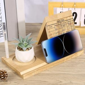 Wooden Triangular <b>Bookmark</b> Holder 25cm x 14cm Phone Stand Bookshelf Desk Organizer Home Office Decorative Tray - Product Image 2