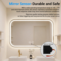 Miroir LED Tactile Anti-Buée et Anti-Embue 12V 24V Dimmable Ultra-Mince pour Coiffeuse et Salle de Bain, Accessoire de Lumière de Maquillage, Vente en Gros