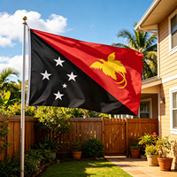 Bendera Papua Nugini 3x5 FT 90x150cm Cetak Digital 100D Poliester Tahan Cuaca dengan Lubang Kuningan untuk Hari Kemerdekaan