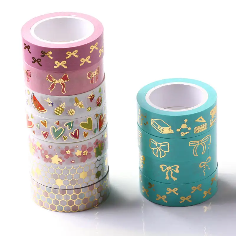 Băng Dính Washi Tùy Chỉnh Bán Sỉ CMYK Băng Dính Washi Giấy Washi In Logo Lá Vàng Nhiều Màu