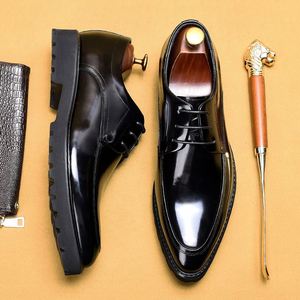 <b>Mens</b> Glossy Leather Oxfords Round Toe Lace-Up Lightweight Breathable <b>Dress</b> Shoes for Business Formal Casual Comfort All Seasons - Product Image 3