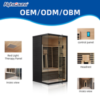 Sauna Inframerah Kecil Kayu Hemlock Spektrum Penuh Kabinet Sauna Inframerah 2 Orang Respon Cepat Sauna Inframerah Dalam Ruangan Serba Hitam