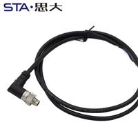 Conector de ángulo recto macho hembra a prueba de agua Cable sobremoldeado M9 A código 2 enchufe de 3 pines con cable PUR de PVC sin blindaje blindado