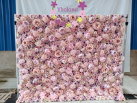 Mur de fleurs personnalisé P01 5D 3D blanc en tissu enroulable, décoration de mariage, panneau de fleurs artificielles en soie, toile de fond murale de fleurs
