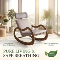 Fauteuil à bascule moderne en teck doré - Fauteuil de détente écologique pour salon, bureau à domicile, hôtel - Mobilier de maison avec revêtement doux