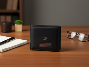 Portafoglio da Uomo in Vera Pelle, Chiusura Corta con Decorazione a Lettera, Stile Minimalista Normcore, Ideale come Regalo - Product Image 2