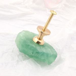 Natuurlijke Agaat Kristal Geode Knoppen Unieke Groene Fluoriet Handvat Trekt Draad Messing Klein Voor Deur Lade Slaapkamerkast - Product Image 4