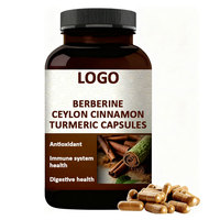 Capsules de berbérine, cannelle de Ceylan et curcuma personnalisables OEM/ODM pour la santé immunitaire, digestive et intestinale des adultes