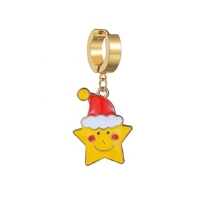 Boucles d'oreilles pendantes personnalisées pour enfants, style hip-hop, plaquées or, en acier inoxydable 316L, boucles d'oreilles créoles pendantes pour enfants, idéales pour Noël - Product Image 3