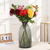 Fleurs artificielles en soie au toucher réaliste, fausses fleurs de renoncule avec bourgeon pour la décoration de mariage, de maison, de fête, d'hôtel