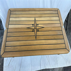 Portable <b>Folding</b> Rectangular Teak Tabletop with Star Pattern 680/340x1000mm for Yachts RVs Ships for Courtyard Use - Product Image 3