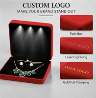 Boîte à bijoux personnalisée avec logo, vente en gros directe d'usine, grande boîte à bijoux avec éclairage LED pour bagues, boucles d'oreilles, colliers, coffret de rangement et de présentation de bijoux