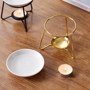 مبتكر جديد من السيراميك الأبيض ، مبتكر شمع مع مع فولاذ ذهبي - Product Image 3