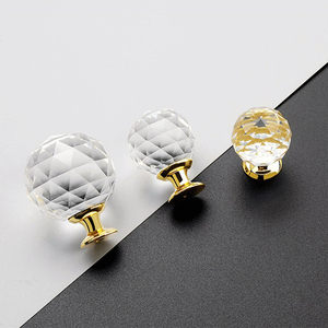 공장 가격 금베이스 서랍 유리는 손잡이 투명 컬러 크리스탈 풀 손잡이 당김 - Product Image 1