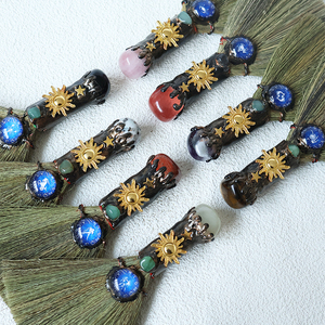 Petit balai en cristal naturel du <span class=keywords><strong>zodiaque</strong></span>, balai magique fait à la main, balai en cristal incrusté, balai en pierre roulante, décoration de la maison - Product Image 4