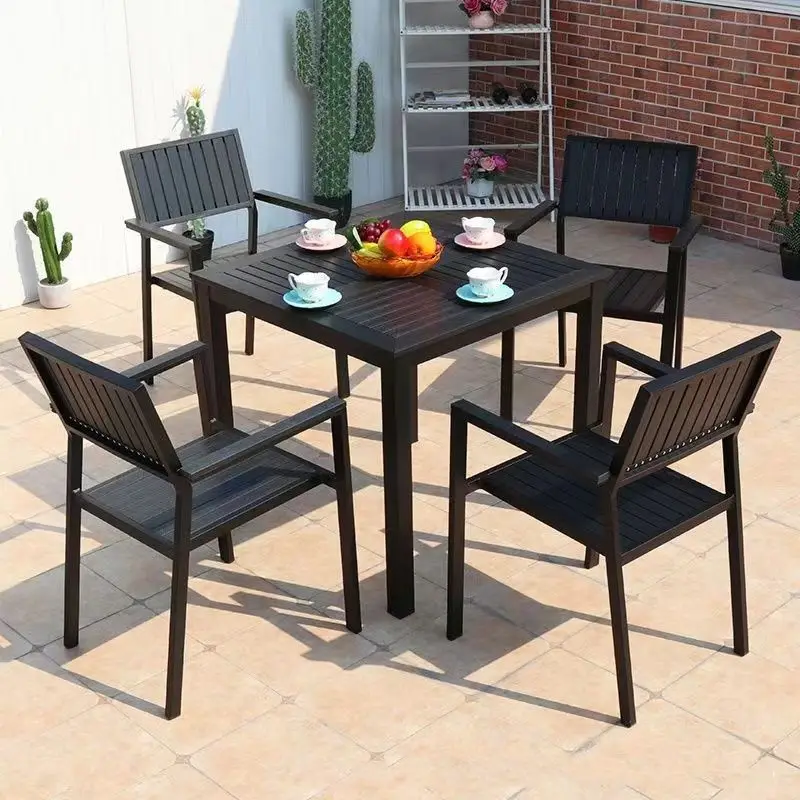 Hot selling garden aluminum table and chair patio metal dining chair outdoor plastic wood chairs
