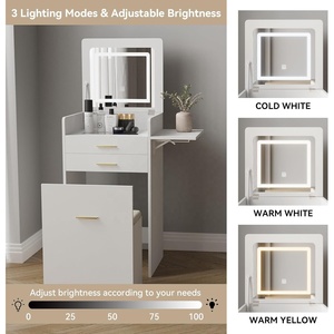 Flip-top <span class=keywords><strong>Miroir</strong></span> <span class=keywords><strong>LED</strong></span> Lumières Chambre Meubles En Bois <span class=keywords><strong>Pas</strong></span> <span class=keywords><strong>Cher</strong></span> <span class=keywords><strong>Coiffeuse</strong></span> Maquillage Vanité Bureau pour Maquillage - Product Image 5