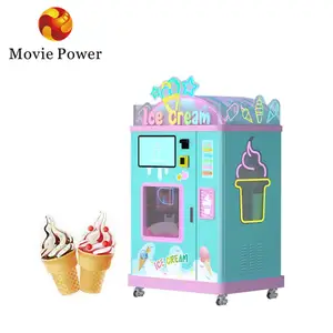 Автомат для продажи мороженого с монетами, открытый робот, торговый автомат с мягким мороженым