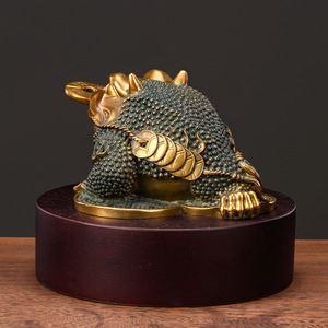 Bronze Toad Figurine Copper Green Handmade Animal Sculpture Home Decoration Gift - Product Image 2