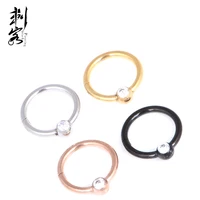 Bague créole segmentée articulée en acier inoxydable 316L plaqué or avec zircone cubique sertie de billes pour mariage et fiançailles
