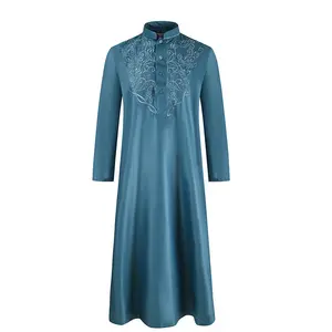 22 abiti musulmani uomo Jubba Thobe manica lunga tinta unita abiti traspiranti colletto alla coreana caftano islamico uomo Abaya