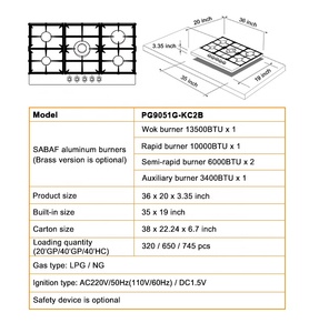 36 Inch <b>Stove</b> Estufa Manufacturer Built in 8 mm Tempered Glass Gas - Product Image 3