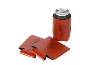 Porta Latas de Neopreno con Logotipo Grabado, de Cuero PU Marrón, de Lujo, Clásico, para Latas de Cerveza de 330 ml (12 oz) - Product Image 6