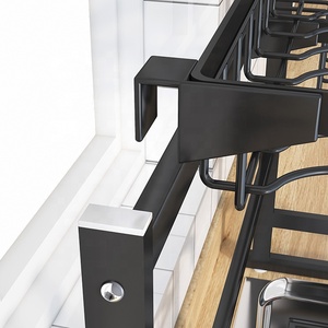 Venta al por mayor bajo MOQ cocina de acero inoxidable 2 niveles plato secado fregadero estante gran cesta de almacenamiento con función de drenaje - Product Image 5