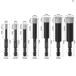 7pcs金刚石岩心钻头套装六角柄5毫米-16毫米岩心钻头花岗岩混凝土金刚石钻头