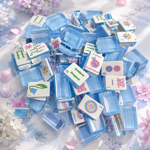 Jeu de Mahjong Américain Personnalisé Bleu Coccinelle Porte-Bonheur, Collection Botanique Sur Mesure, 160 Tuiles, Portable, 3 Couches, Tuiles de Mahjong Gravées - Product Image 1