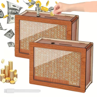 Tirelire en bois DIY personnalisable pour pièces Euro, Dollar et Monnaie Malaisienne – Boîte à économies vintage pour toutes les devises mondiales