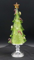 Sapin de Noël en acrylique vert avec étoile, piédestal argenté, canne en forme de bâton de sucre, décoration de table de fête, vente en gros B2B