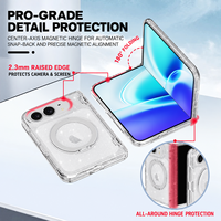 Coque de protection transparente Sparkle Clear pour iPhone Duo avec aimant N52, support rotatif à 360° en métal pour charge sans fil B2BSupply