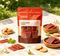 Voedselveilige staande zipzak met transparant venster, plastic verpakking voor gedroogd varkensvlees (pork jerky)